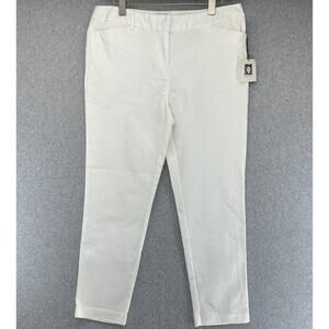 Anne Klein Womens Dress Pants Size Medium White Hook Bar Closure Slit Hip Pocket